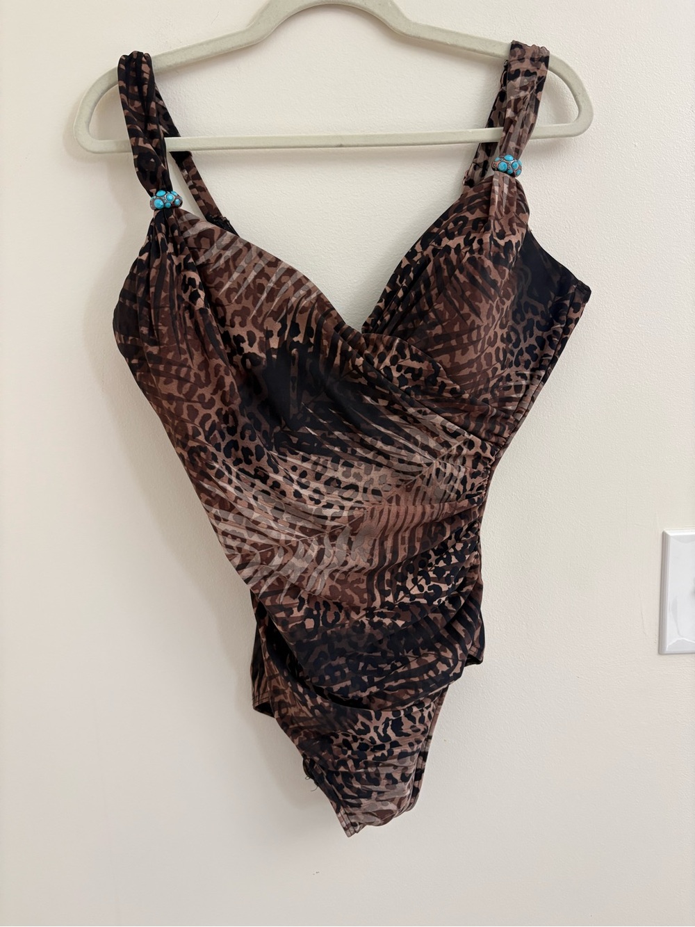 Miraclesuit Tigris Siren One Piece Swimsuit Size 14 Brown Animal Print Underwire